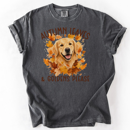 Golden Retriever Mom Fall Shirt, Autumn Leaves & Goldens Please