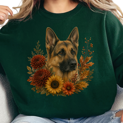 German Shepherd Autumn Floral Sweatshirt