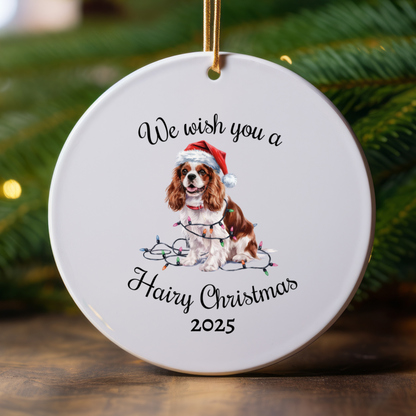 Christmas Cavalier King Charles Spaniel Ornament, Christmas Lights Dog Keepsake