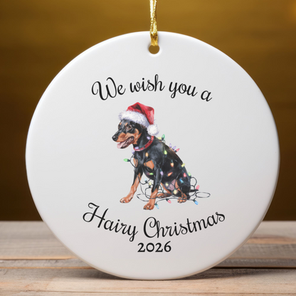Christmas Miniature Pinscher Ornament, Christmas Lights Dog Keepsake