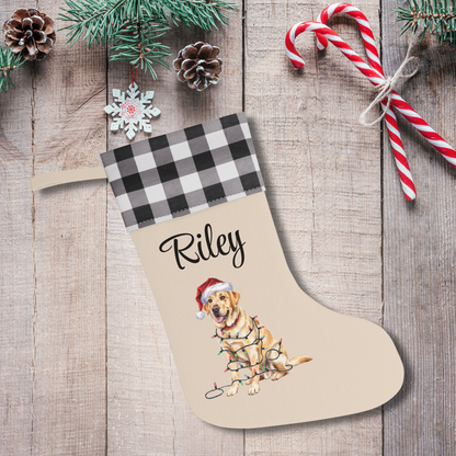 Personalized Yellow Labrador Christmas Stocking, Holiday Decor Gift for Pet Lovers