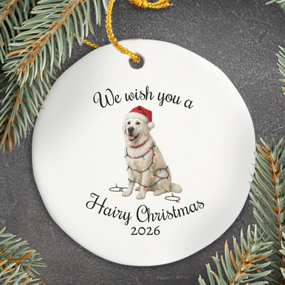 English Cream Golden Retriever We Wish You a Hairy Christmas Ornament