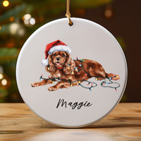 Load image into Gallery viewer, Ruby Cavalier King Charles Spaniel Ornament, Personalized Dog Christmas Decoration
