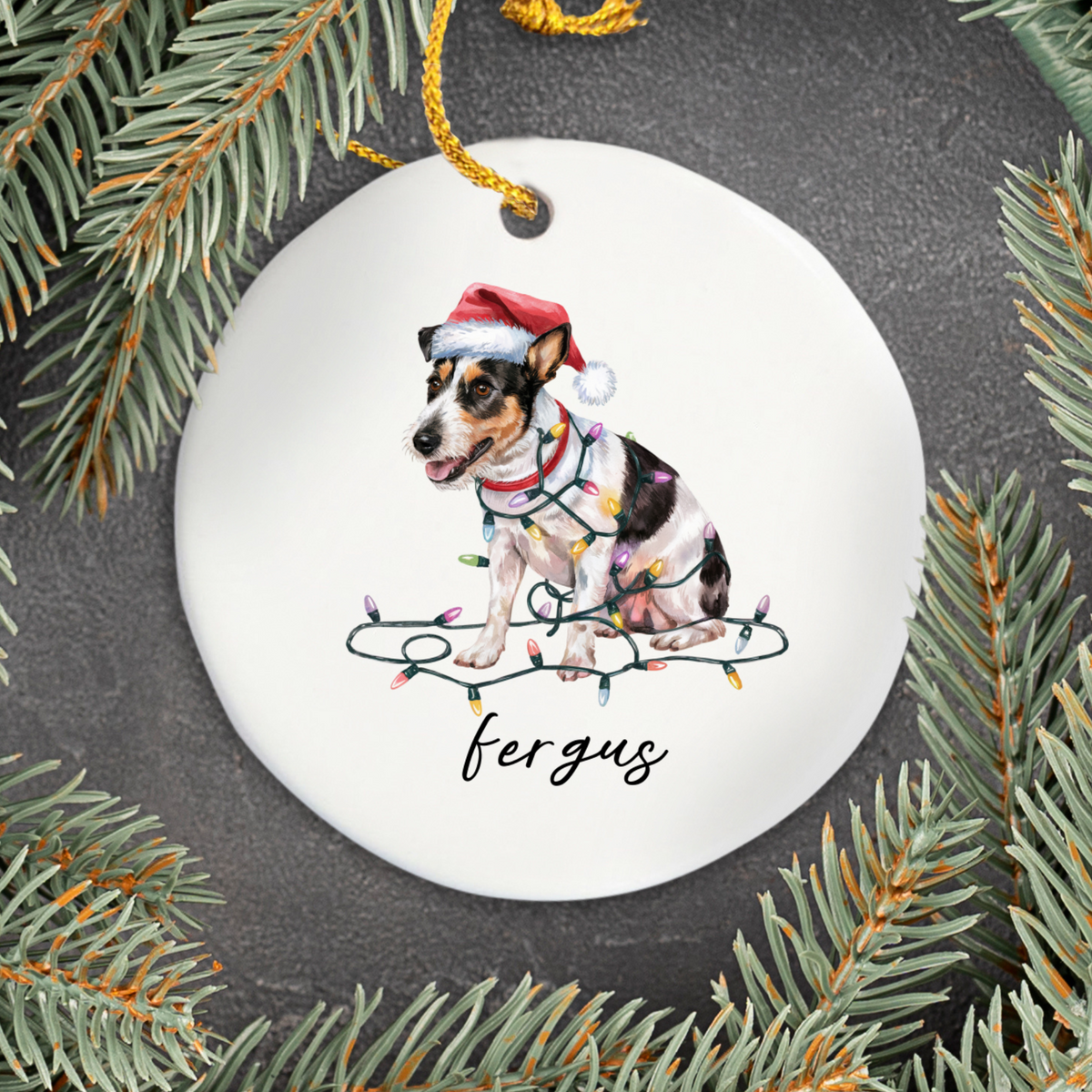 Personalized Rat Terrier Ornament, Custom Dog Lover Gift, Holiday Decoration, Christmas Tree Keepsake, Ceramic Pet Ornament