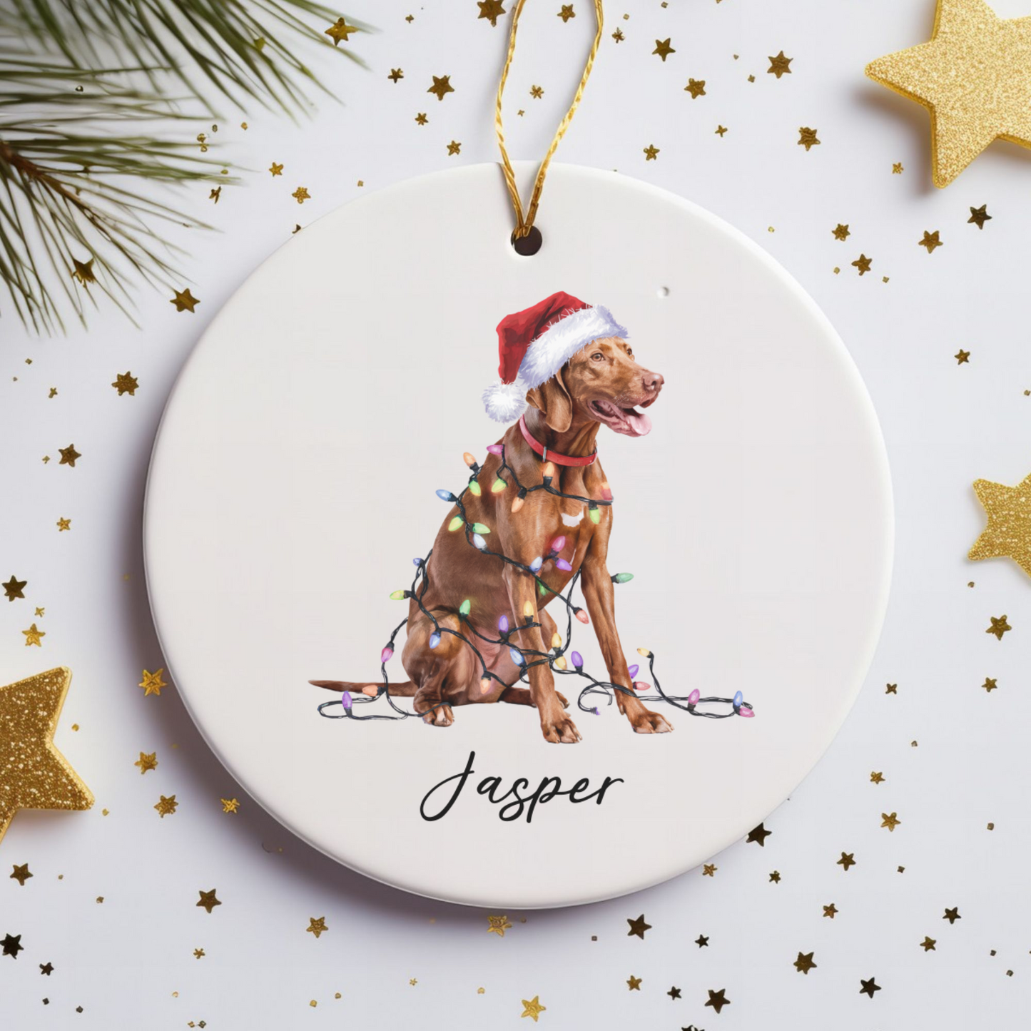 Personalized Vizsla Ornament, Christmas Dog Ornament