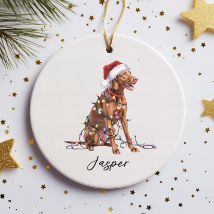 Personalized Vizsla Ornament, Christmas Dog Ornament