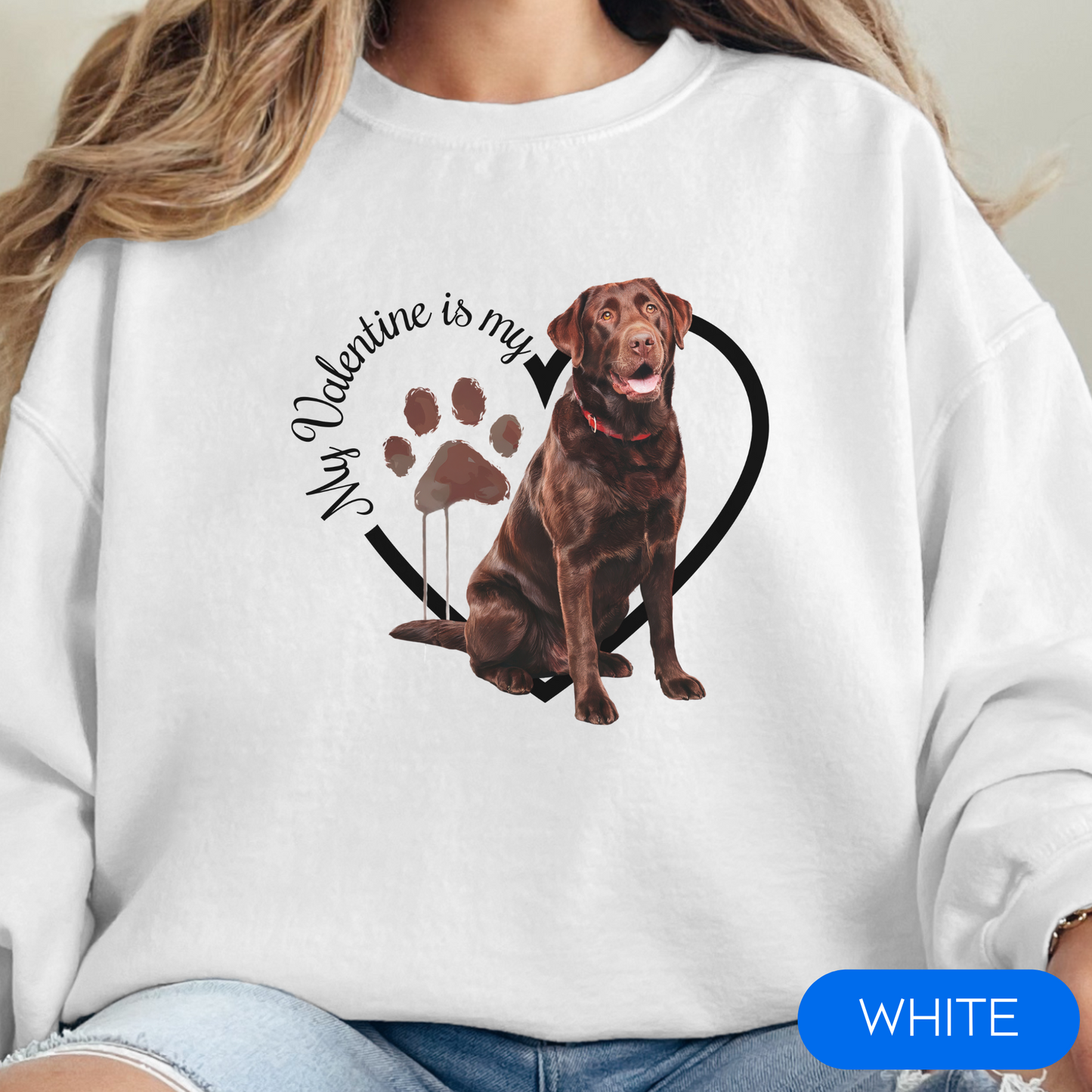 Valentine Chocolate Lab Sweatshirt, Chocolate Lab Mom, Valentine Heart Dog, Valentine Dog Sweatshirt, Gift for Dog Lover