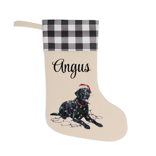 Personalized Black Labrador Christmas Stocking,  Holiday Decor Gift for Pet Lovers