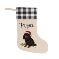Load image into Gallery viewer, Personalized Cavalier King Charles Spaniel Christmas Stocking, Custom Dog Name Stocking, Cavalier Lover Gift, Pet Holiday Mantel Decor
