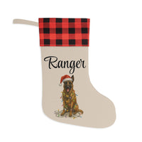 Load image into Gallery viewer, Personalized Belgian Malinois Christmas Stocking, Dog Lovers Santa Holiday Stocking
