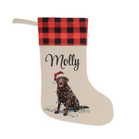 Load image into Gallery viewer, Personalized Chocolate Labrador Christmas Stocking,  Holiday Decor Gift for Pet Lovers
