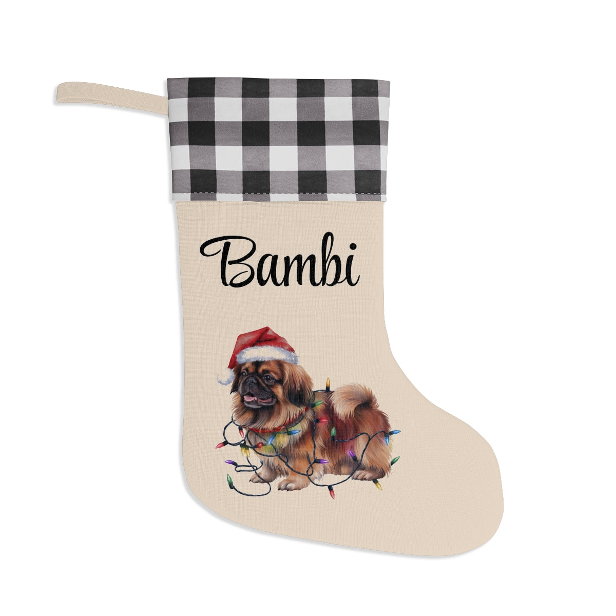Personalized Pekingese Christmas Stocking, Holiday Decor Gift for Pet Lovers