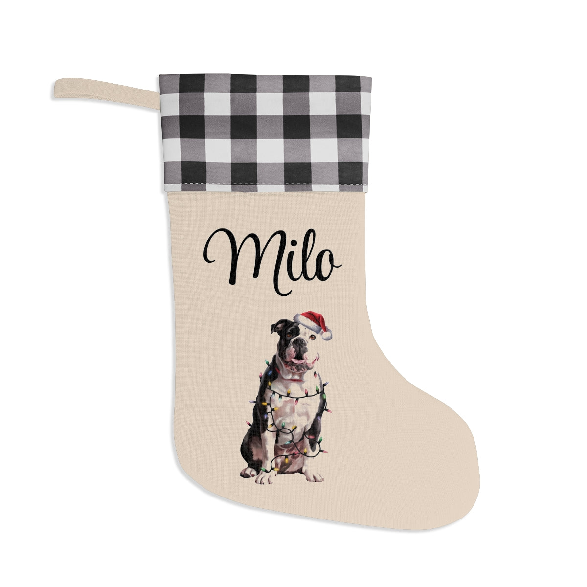 Personalized American Bulldog Christmas Stocking