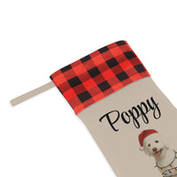 Load image into Gallery viewer, Personalized Aussiedoodle Lights Christmas Stocking