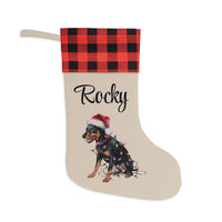 Load image into Gallery viewer, Personalized Miniature Pinscher Christmas Stocking, Holiday Decor Gift for Pet Lovers
