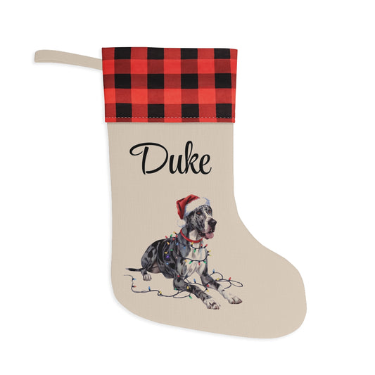 Personalized Great Dane Christmas Stocking, Holiday Decor Gift for Pet Lovers