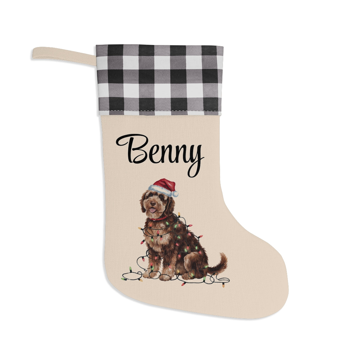 Personalized Portuguese Water Dog Christmas Stocking, Holiday Decor Gift for Pet Lovers