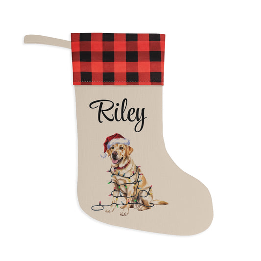 Personalized Yellow Labrador Christmas Stocking, Holiday Decor Gift for Pet Lovers