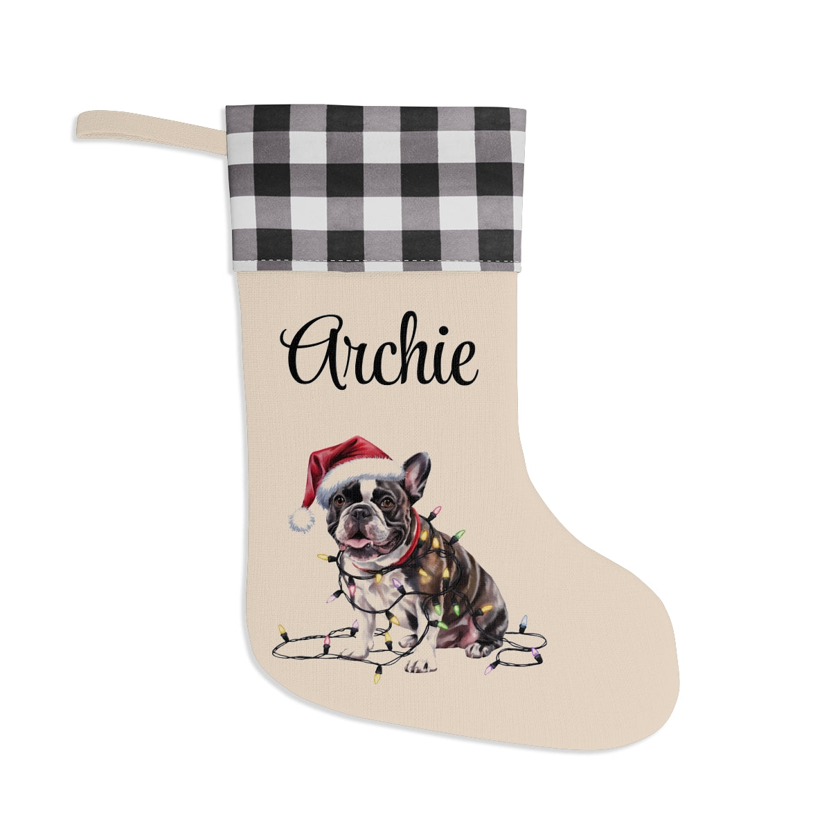 Personalized French Bulldog Christmas Stocking, Holiday Decor Gift for Pet Lovers
