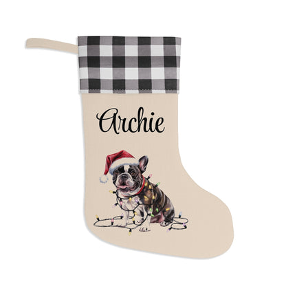 Personalized French Bulldog Christmas Stocking, Holiday Decor Gift for Pet Lovers