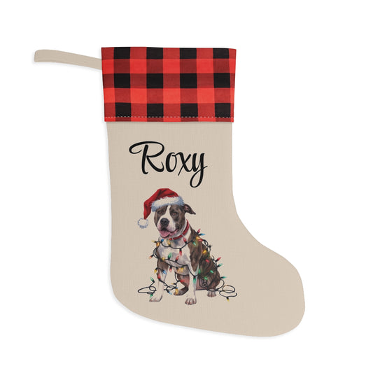 Personalized Pitbull Christmas Stocking, Holiday Decor Gift for Pet Lovers