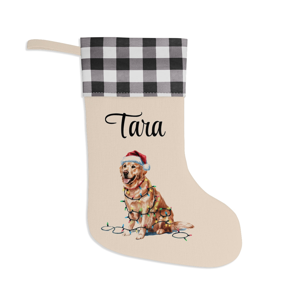Personalized Golden Retriever Christmas Stocking, Holiday Decor Gift for Pet Lovers
