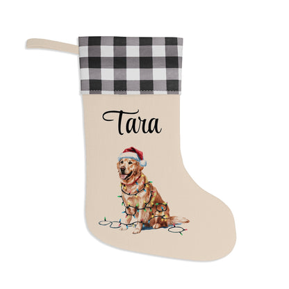 Personalized Golden Retriever Christmas Stocking, Holiday Decor Gift for Pet Lovers