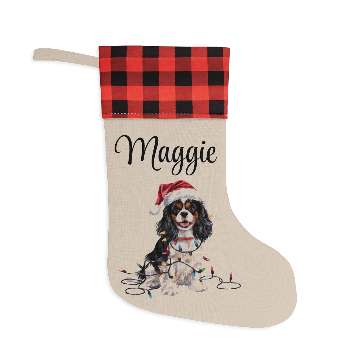Personalized Tri-Colored Cavalier King Charles Spaniel Christmas Stocking