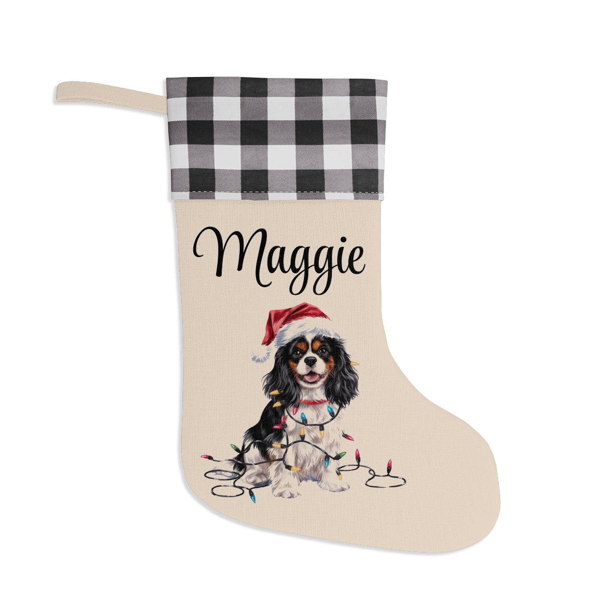 Personalized Tri-Colored Cavalier King Charles Spaniel Christmas Stocking