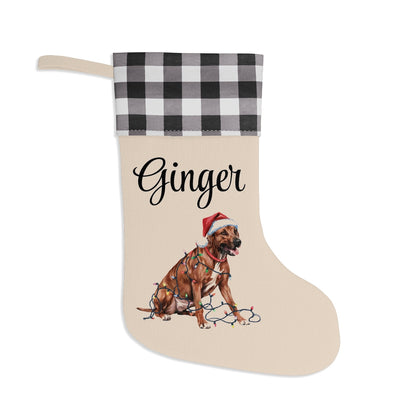 Personalized Rhodesian Ridgeback Christmas Stocking, Holiday Decor Gift for Pet Lovers