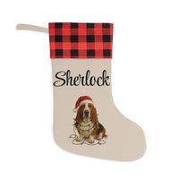 Load image into Gallery viewer, Personalized Basset Hound Christmas Stocking, Holiday Basset Hound Decor
