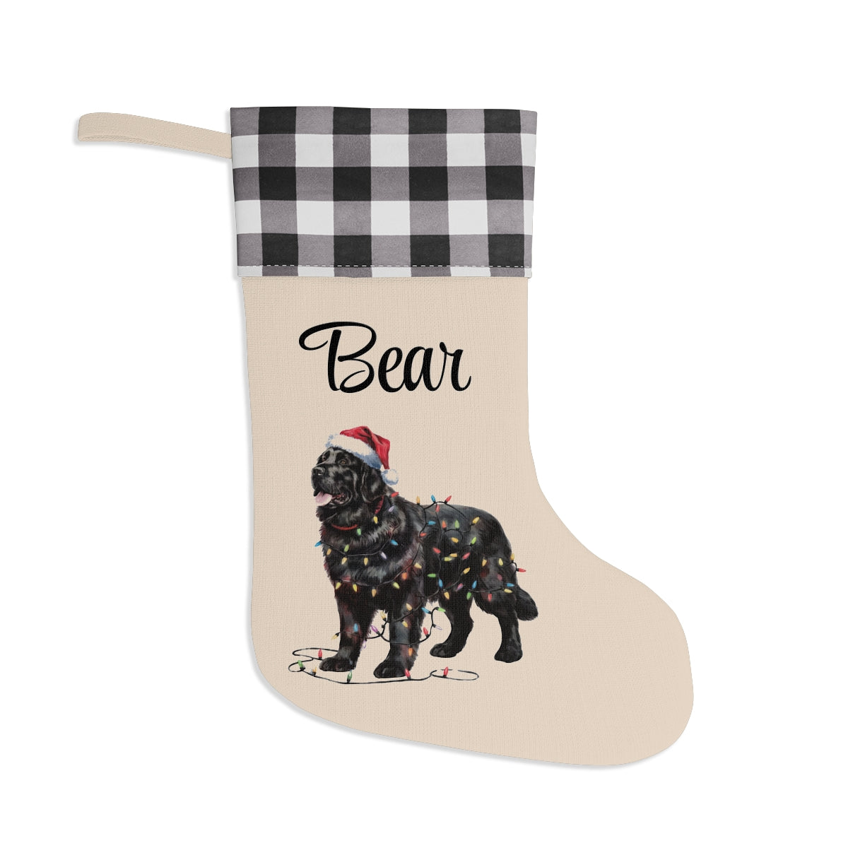 Personalized Black Newfoundland Christmas Stocking, Holiday Decor Gift for Pet Lovers