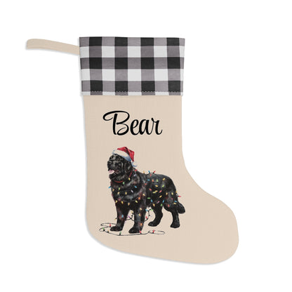 Personalized Black Newfoundland Christmas Stocking, Holiday Decor Gift for Pet Lovers
