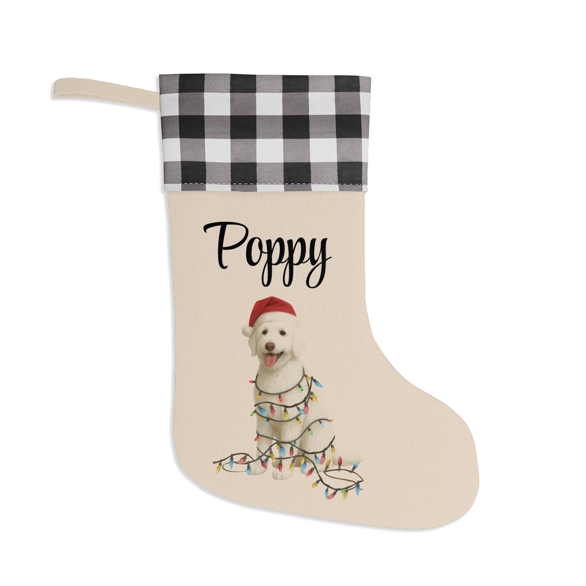 Personalized Aussiedoodle Lights Christmas Stocking