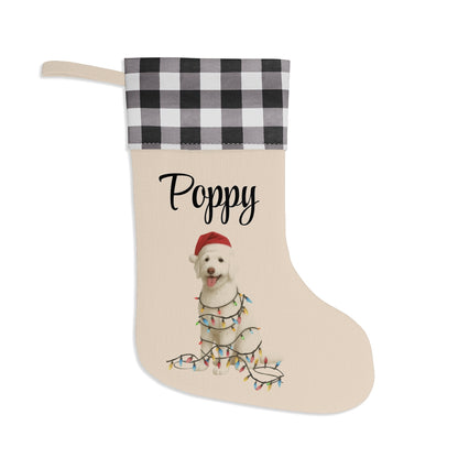 Personalized Aussiedoodle Lights Christmas Stocking