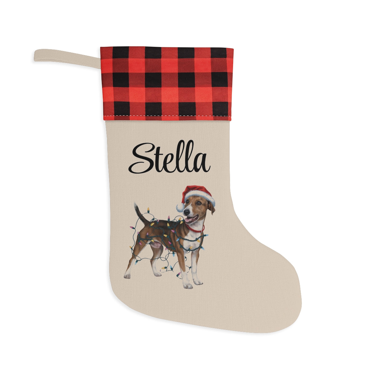 Personalized Smooth Fox Terrier Christmas Stocking, Holiday Decor Gift for Pet Lovers