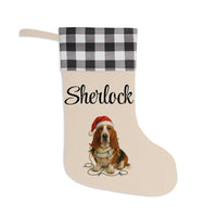 Load image into Gallery viewer, Personalized Basset Hound Christmas Stocking, Holiday Basset Hound Decor
