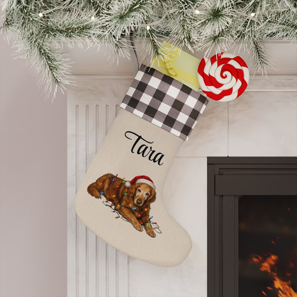Personalized Dog Photo Christmas Stocking Custom Pet Name Holiday Decor