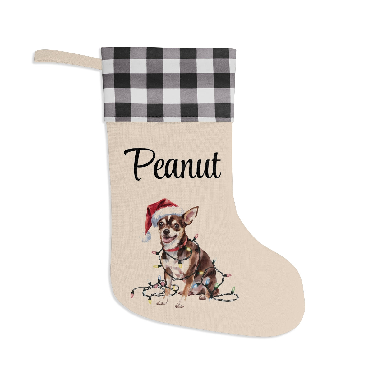 Personalized Black Chihuahua Christmas Stocking