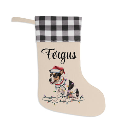 Personalized Rat Terrier Christmas Stocking, Holiday Decor Gift for Pet Lovers