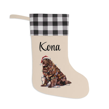 Personalized Brown Newfoundland Christmas Stocking, Holiday Decor Gift for Pet Lovers