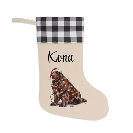 Personalized Brown Newfoundland Christmas Stocking, Holiday Decor Gift for Pet Lovers