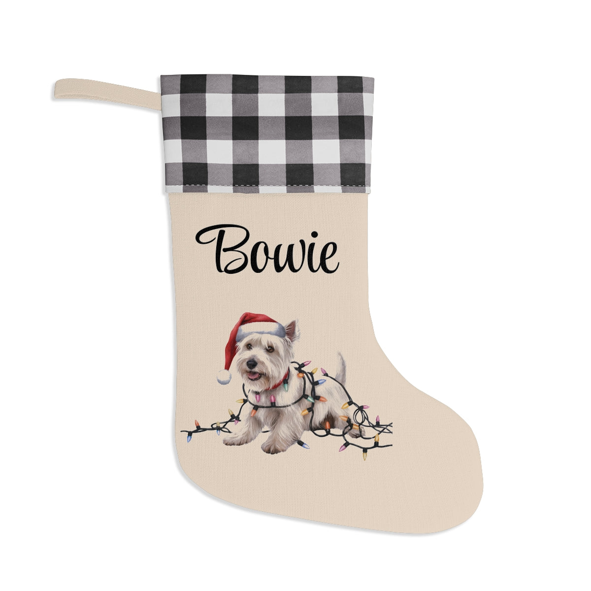 Personalized West Highland Terrier Christmas Stocking, Holiday Decor Gift for Westie Lovers