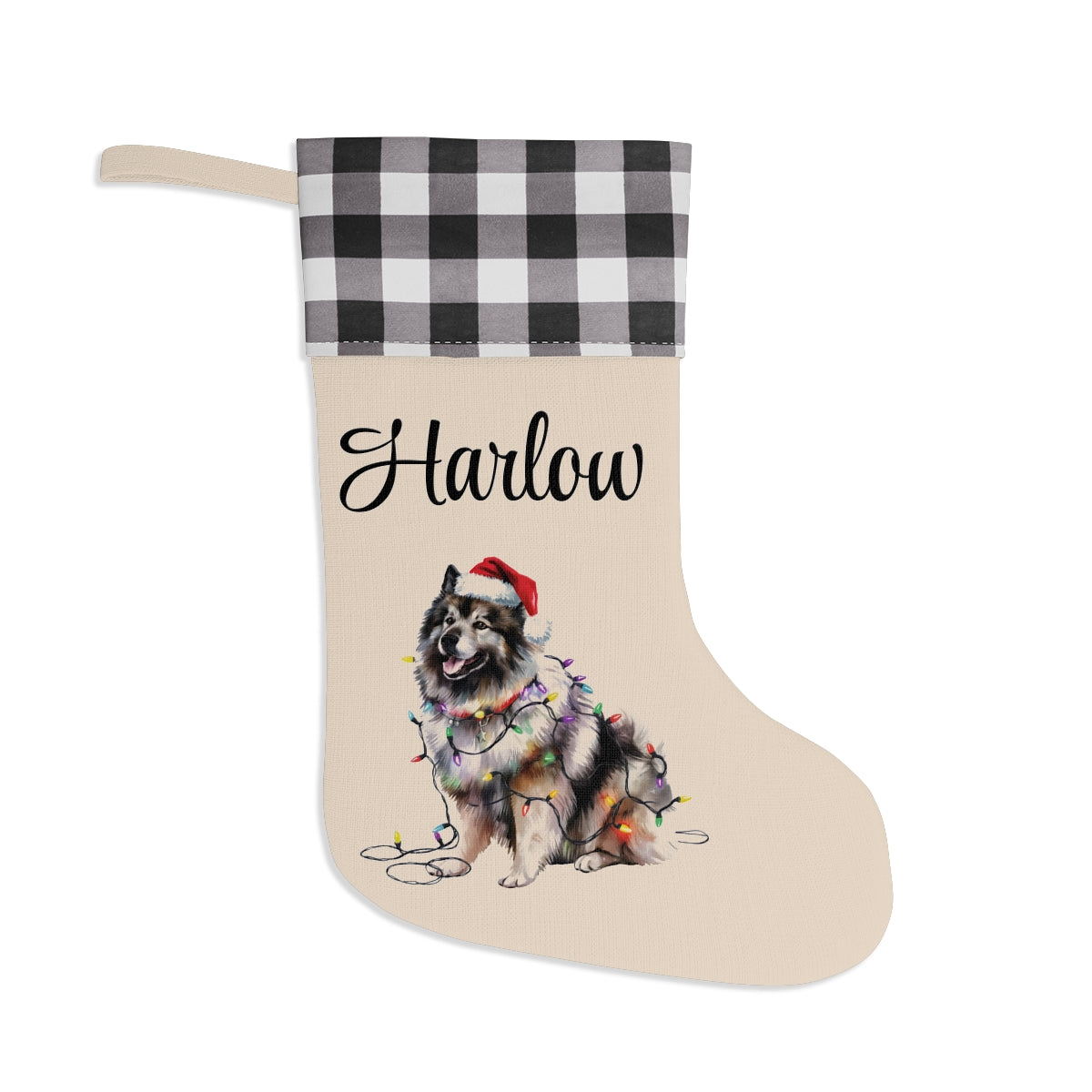 Personalized Keeshond Christmas Stocking, Holiday Decor Gift for Pet Lovers