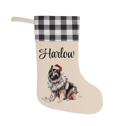 Personalized Keeshond Christmas Stocking, Holiday Decor Gift for Pet Lovers