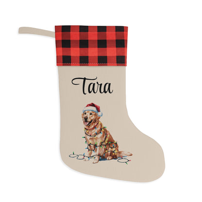 Personalized Golden Retriever Christmas Stocking, Holiday Decor Gift for Pet Lovers