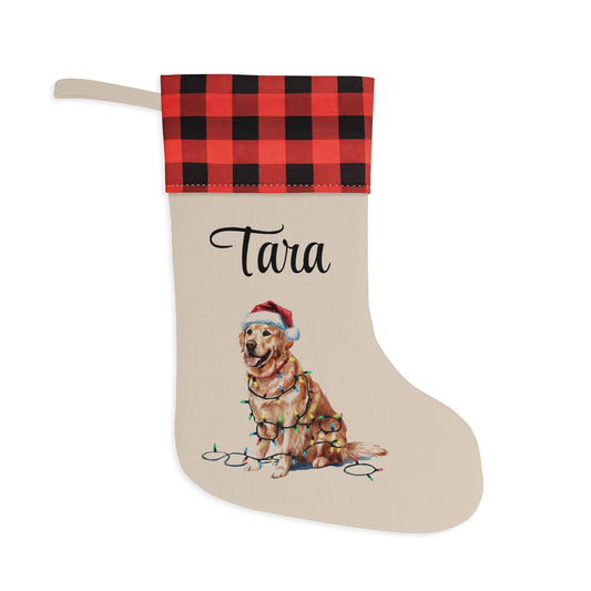 Personalized Golden Retriever Christmas Stocking, Holiday Decor Gift for Pet Lovers