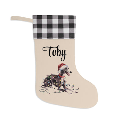 Personalized Greyhound Christmas Stocking, Holiday Decor Gift for Pet Lovers