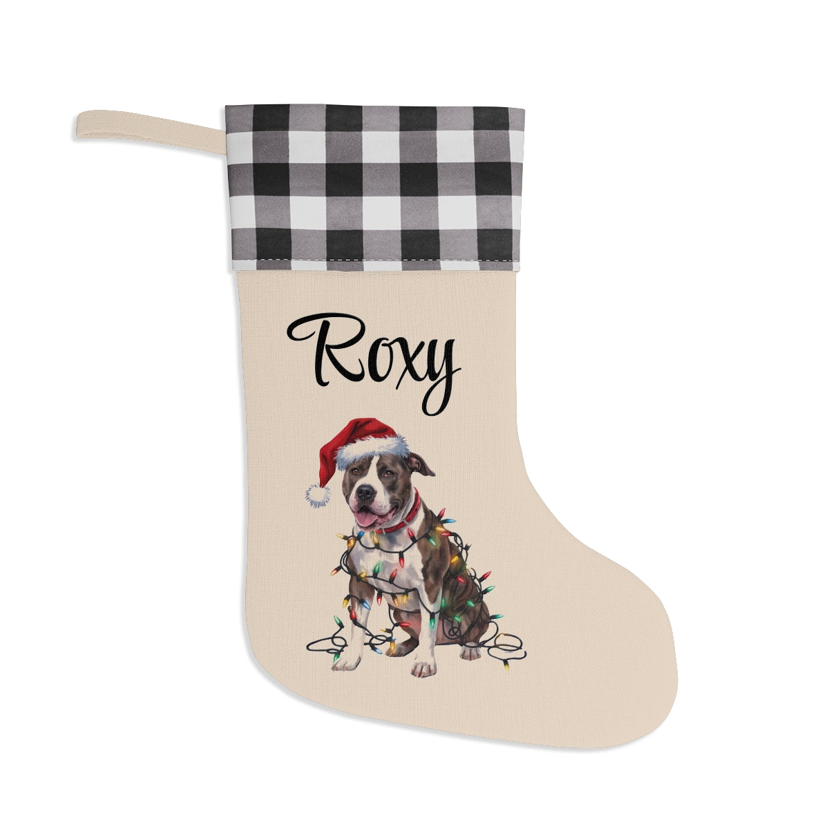 Personalized Pitbull Christmas Stocking, Holiday Decor Gift for Pet Lovers