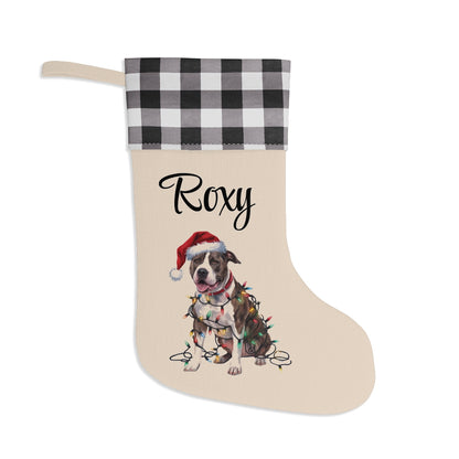 Personalized Pitbull Christmas Stocking, Holiday Decor Gift for Pet Lovers